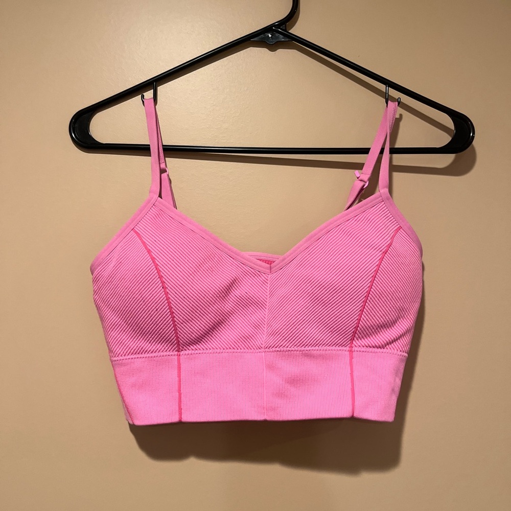 Pink Ribbed Women's Bralette